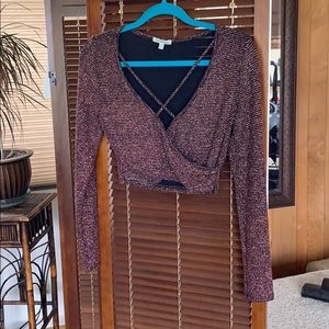 Rose gold Glitter Crop Top Longsleeve